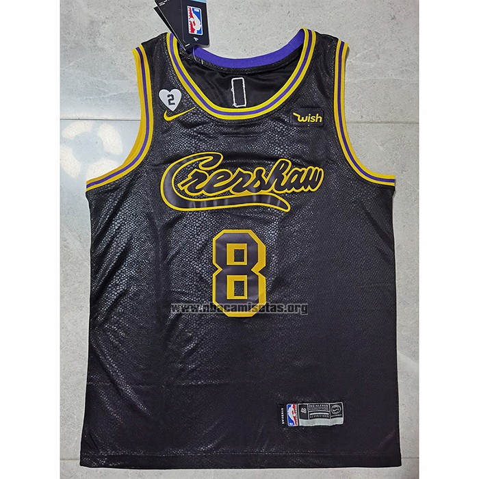 Camiseta Los Angeles Lakers Kobe Bryant NO 8 Crenshaw Black Mamba Negro